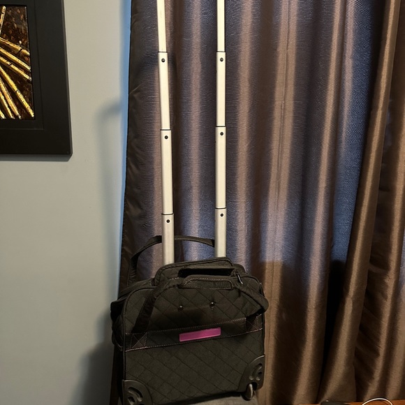 DELSEY Paris Rolling Laptop Tote Weekender Bag Quilted black Carry On Underseat - Picture 5 of 11